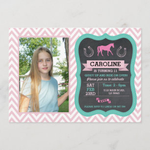 Paardrijden Foto Pony Roze Uitnodiging