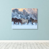 Paardrijden in de winter op Hideout Ranch Canvas Afdruk (Insitu (Houten vloer))