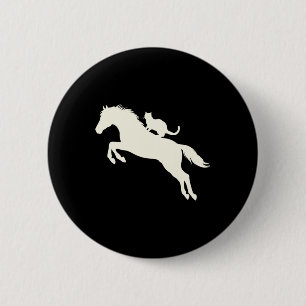 Paardrijden kat silhouet voor Dierenvrienden Ronde Button 5,7 Cm