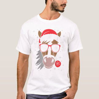 Paardrijden Kerstman Hoed Equestrian Kerst T-shirt