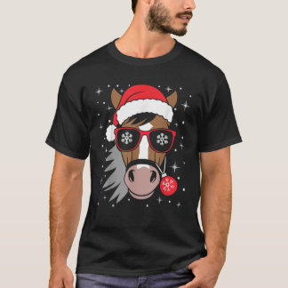 Paardrijden Kerstmis Santa Hat Equestrian Kerstmis T-shirt