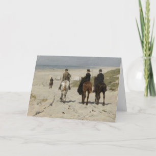 Paardrijden langs het Beach Wenskaart Kaart