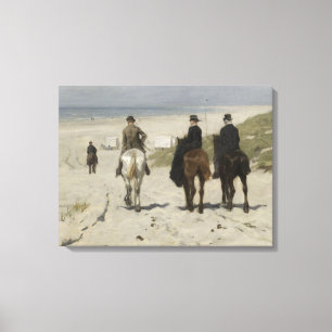 Paardrijden langs het strand - Fine Art Canvas