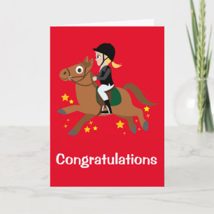 Paardrijden meisje prestaties gefeliciteerd kaart