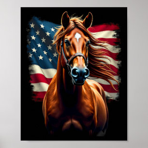 Paardrijden onder Amerikaanse vlag Poster