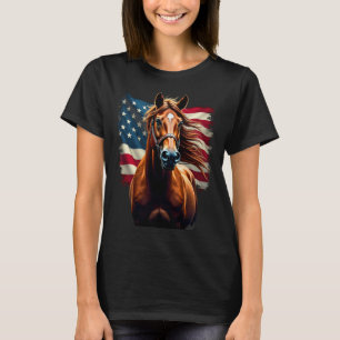 Paardrijden onder Amerikaanse vlag T-shirt