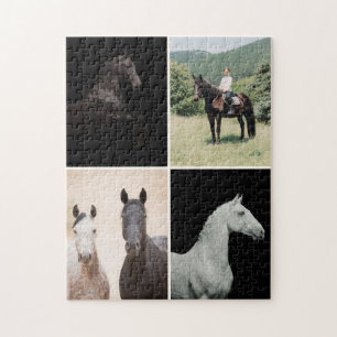 Paardrijden Paard 4 Foto Collage Eenvoudig Aangepa Legpuzzel