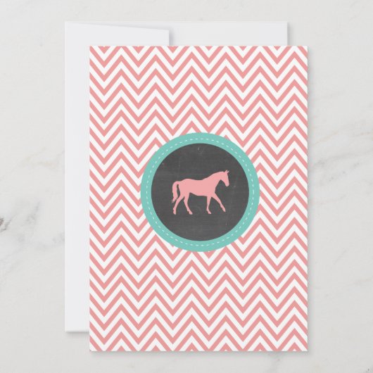 Paardrijden Party Nodig Chevron Pony Uitnodiging u (Achterkant)