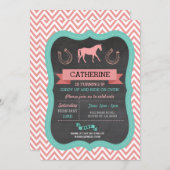 Paardrijden Party Nodig Chevron Pony Uitnodiging u (Voorkant / Achterkant)
