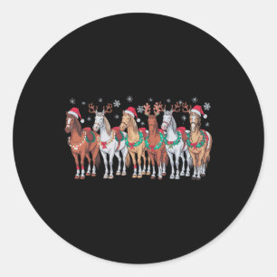 Paardrijden Santa Hat Christmas Lights Animal Love Ronde Sticker