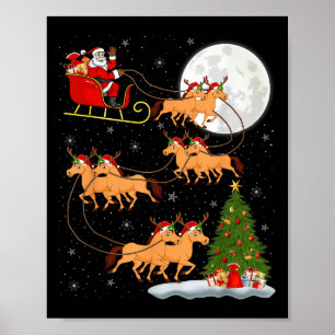 Paardrijden Santa Sleigh Flying Funny Magical Chr Poster