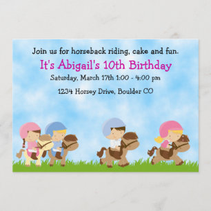 Paardrijden Verjaardag Uitnodiging, Meisjes & Jong Kaart