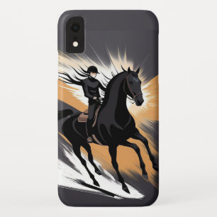 Paardrijder galopperend onder het maanlicht iPhone XR hoesje
