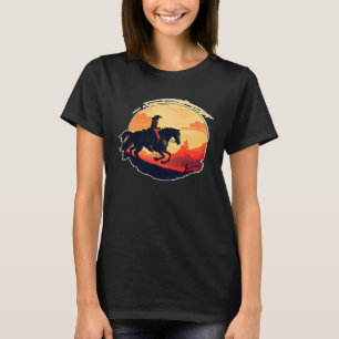 Paardrijder Retro Vintage Zonsondergang Paard meis T-shirt