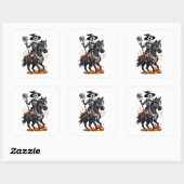 Paardrijder van skeletpaard vierkante sticker (Vel)