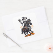 Paardrijder van skeletpaard vierkante sticker (Envelop)
