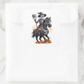 Paardrijder van skeletpaard vierkante sticker (Tas)