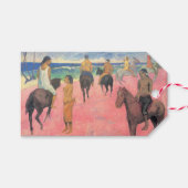 Paardrijders op het strand in Tahiti (door Gaugin) Cadeaulabel (Voorkant (Horizontaal))