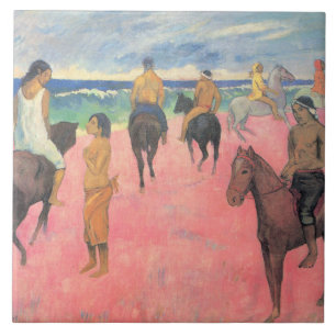 Paardrijders op het strand in Tahiti (door Gaugin) Tegeltje