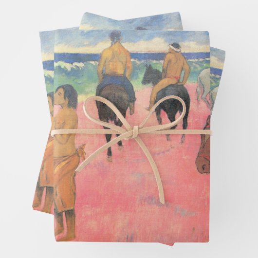 Paardrijders op het strand in Tahiti (Paul Gaugin) Inpakpapier Vel (In situ)