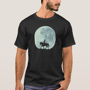 Paardrijdster onder volle maan rijdt te paard Eque T-shirt