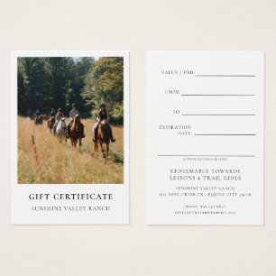Paardrijlessen Cadeaubon Template Visitekaartje