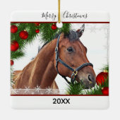 Paardse kerst - Equestrian Cute Pony Keramisch Ornament (Achterkant)