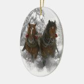 paardse kerst keramisch ornament (Links)