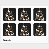 Paardse kerstboom Cute Equestrian Gift Vierkante Sticker (Vel)