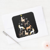 Paardse kerstboom Cute Equestrian Gift Vierkante Sticker (Envelop)