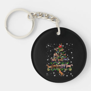 Paardse kerstboom met vlieglicht sleutelhanger
