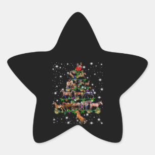 Paardse kerstboom met vlieglicht ster sticker