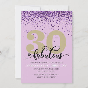 Paars 30 en uitnodiging van de partij van Fabulous