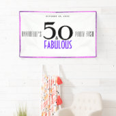 Paars 50 en Fabulous 50th Birthday Party Bash Spandoek (Insitu)