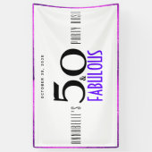 Paars 50 en Fabulous 50th Birthday Party Bash Spandoek (Verticaal)