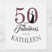 Paars 50 en Fabulous Birthday Party (Aangepaste na Wijn Etiket (Enkel label)