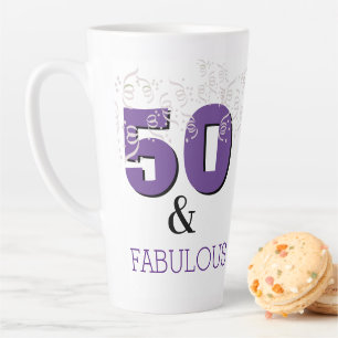 Paars 50 Fabulous   Happy 50th Birthday Gift Latte Mok