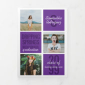 Paars 5-Photo Fun Boxes Afstuderen Drieluik Uitnodiging (Cover)