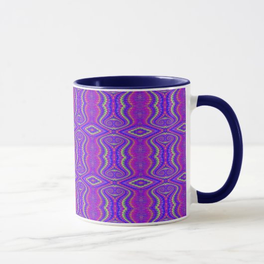 Paars 60's Retro Fractal Pattern Mok (Rechts)