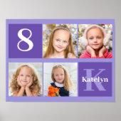  Paars - Aangepast Kind Foto geboortedag Poster (Voorkant)