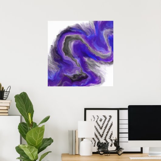 Paars Abstract digitaal schilderen met Wavy Poster (Thuiskantoor)