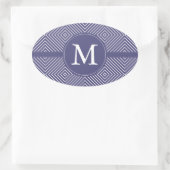 Paars Abstract geometrisch monogram Ovale Sticker (Tas)