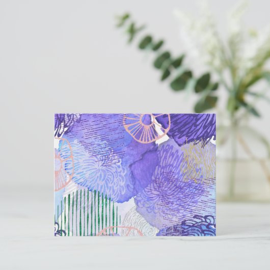 Paars abstract ontwerp briefkaart (Staand voorkant)