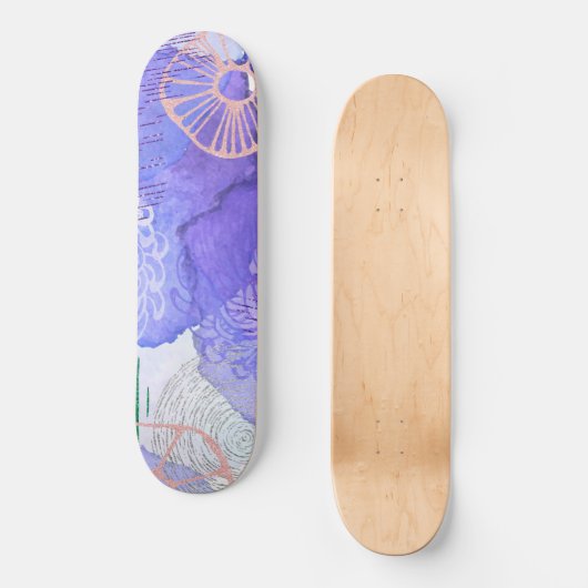 Paars abstract ontwerp skateboard (Voorkant)