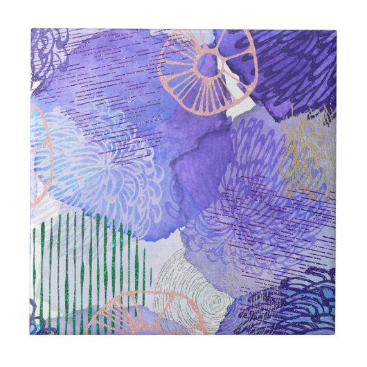 Paars abstract ontwerp tegeltje (Voorkant)