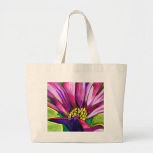 Paars-Afrikaanse Daisy waterverf Grote Tote Bag