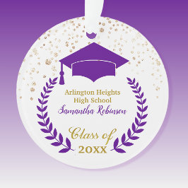 Paars Afstudeerder Pet en Laurel Afstuderen Orname Ornament