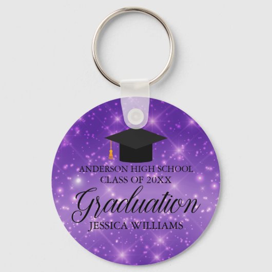 Paars Afstuderen Chic Custom Afstuderen Sleutelhanger (Voorkant)