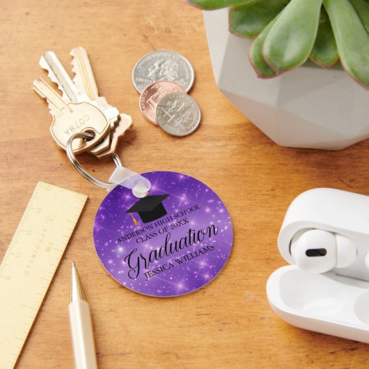 Paars Afstuderen Chic Custom Afstuderen Sleutelhanger (Bureau)