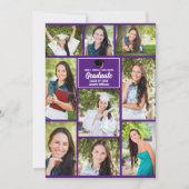 Paars Afstuderen Foto Collage Modern Afstuderen Aankondiging (Voorkant)